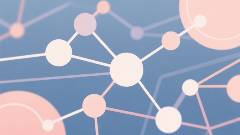 自动生成图片: Abstract network nodes connected by lines, soft color scheme, clean minimal illustration, modern digital concept, representing gaming trends and connectivity high quality illustration, detailed, 16:9