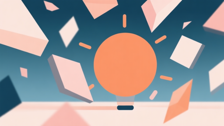 自动生成图片: Abstract geometric composition with a simple orange circle being protected by various falling shapes, soft pastel colors, modern minimal style, professional business concept illustration of a simple idea high quality illustration, detailed, 16:9