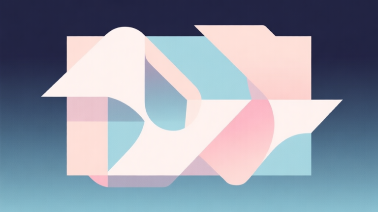自动生成图片: Abstract geometric composition with overlapping shapes representing simplicity and complexity, soft pastel colors, modern minimal style, professional gaming trend concept illustration high quality illustration, detailed, 16:9