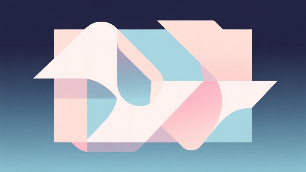 Abstract geometric composition with overlapping shapes representing simplicity and complexity, soft pastel colors, modern minimal style, professional gaming trend concept illustration high quality illustration, detailed, 16:9