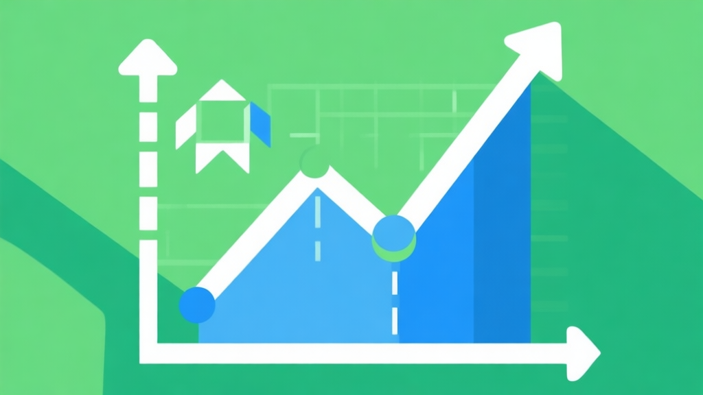 Upward trending graph with simple geometric elements representing player engagement and game depth, green and blue color palette, clean business infographic style, minimal design high quality illustration, detailed, 16:9