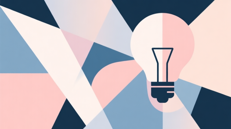 自动生成图片: Abstract geometric composition with overlapping shapes, soft pastel colors, modern minimal style, professional business concept illustration of unexpected innovation high quality illustration, detailed, 16:9