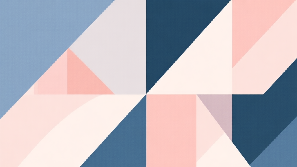 Abstract geometric composition with overlapping shapes, soft pastel colors, modern minimal style, professional business concept illustration high quality illustration, detailed, 16:9