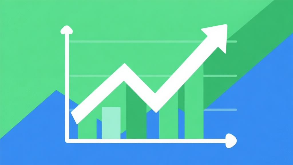 Upward trending graph with simple geometric elements, green and blue color palette, clean business infographic style, minimal design, representing growth of challenging games high quality illustration, detailed, 16:9
