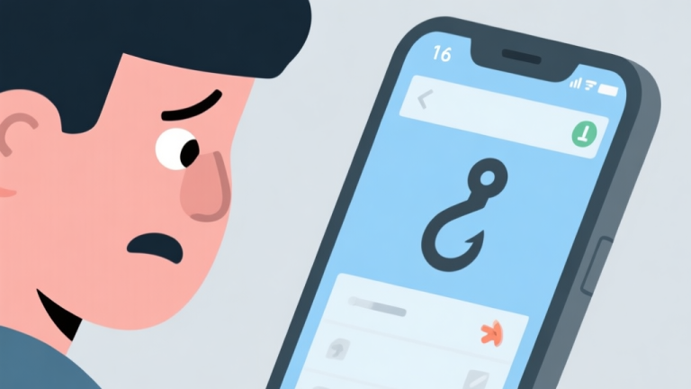 自动生成图片: A frustrated gamer looking at a stuck score on a mobile screen, with a simple grappling hook icon in the corner, minimalist style, soft blue and grey color palette high quality illustration, detailed, 16:9