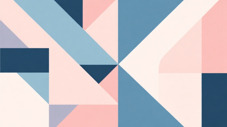 自动生成图片: Abstract geometric composition with overlapping shapes, soft pastel colors, modern minimal style, professional business concept illustration high quality illustration, detailed, 16:9