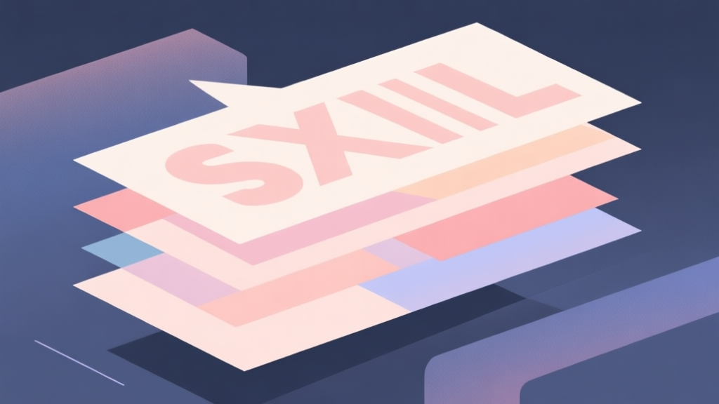 Abstract geometric composition with overlapping shapes representing skill layers, soft pastel colors, modern minimal style, professional gaming concept illustration high quality illustration, detailed, 16:9