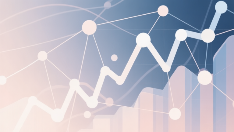 自动生成图片: Abstract network nodes connected by lines, soft color scheme, clean minimal illustration, modern digital concept representing market trends and connections high quality illustration, detailed, 16:9
