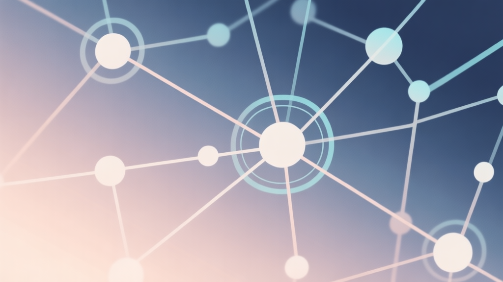 Abstract network nodes connected by lines, soft color scheme, clean minimal illustration, modern digital concept representing deep game mechanics analysis high quality illustration, detailed, 16:9