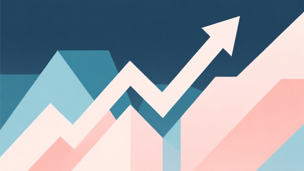 Abstract geometric composition with overlapping shapes representing growth and trends, soft pastel colors, modern minimal style, professional business concept illustration high quality illustration, detailed, 16:9