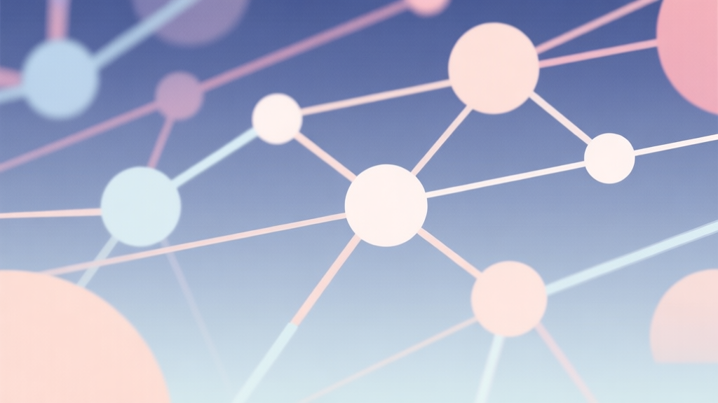 Abstract network nodes connected by lines, soft color scheme, clean minimal illustration, modern digital concept representing game trends and connections high quality illustration, detailed, 16:9