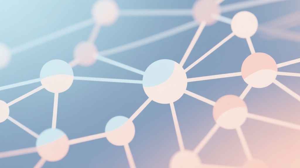 Abstract network nodes connected by lines, soft color scheme, clean minimal illustration, modern digital concept of instant web connectivity high quality illustration, detailed, 16:9