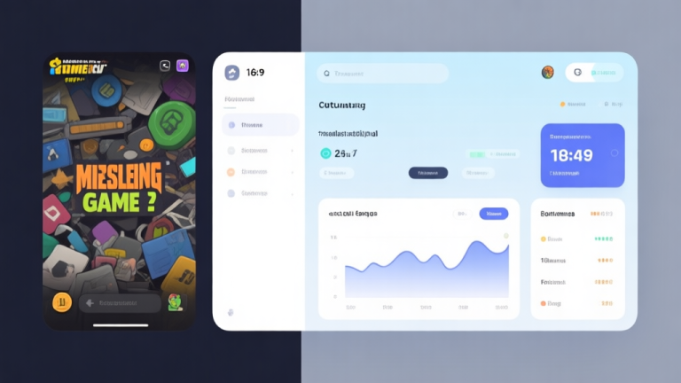自动生成图片: A split-screen comparison showing a cluttered, misleading game ad on one side and a clean, transparent dashboard with actual small earnings on the other, using a soft pastel color scheme with blues and greys high quality illustration, detailed, 16:9